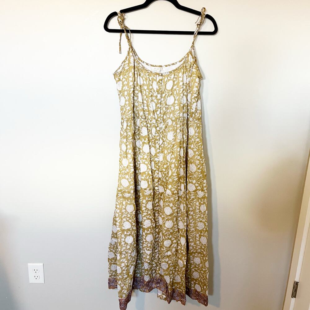 Marea floral tie straps cotton front button dress‎ large